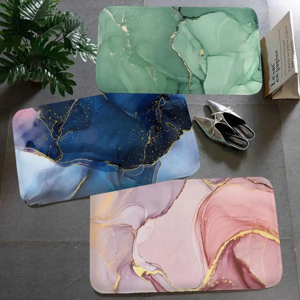 Short Eye Catching Marble Floor Mat Home Entrance Hallway Runner Carpet Premium Quality Slate Tile Mat